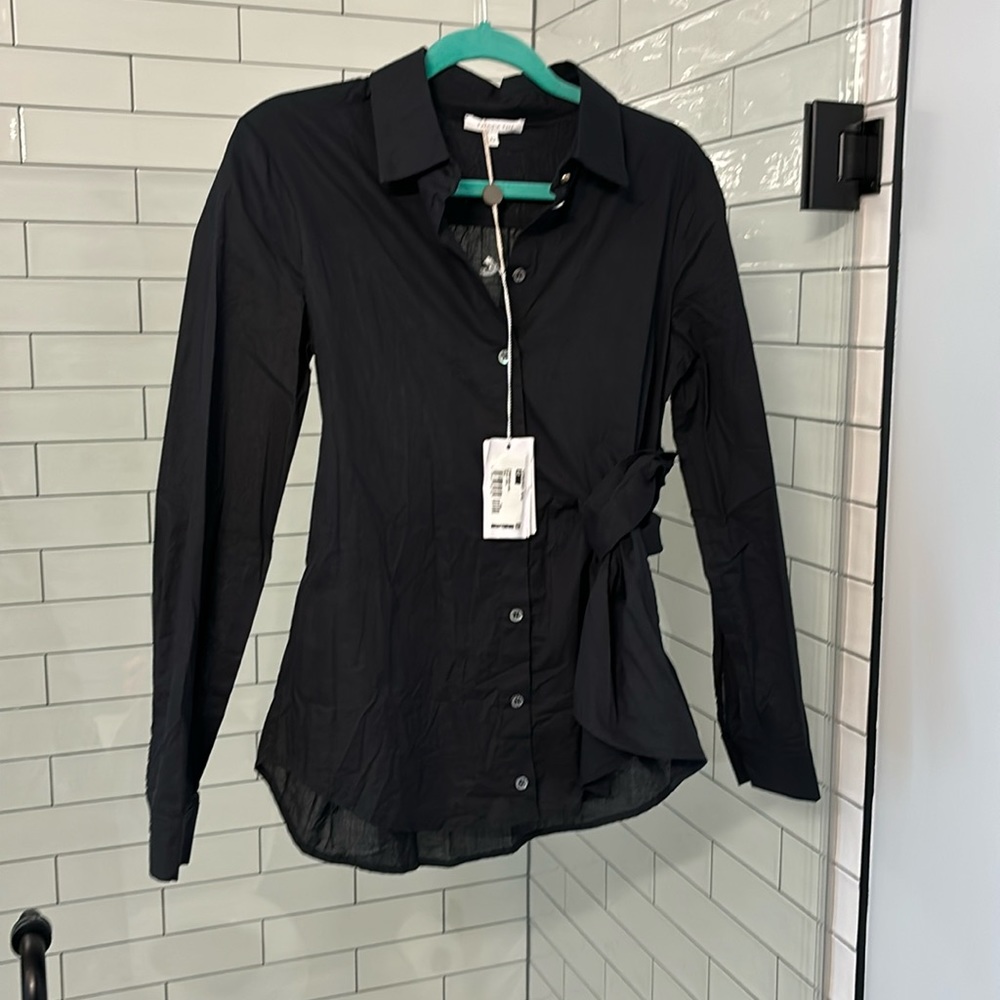 Patrizia Pepe light cotton blouse with front belt 42 NWT